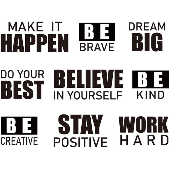 QTH 4 Sheets Inspirational Wall Decals Peel and Stick Motivational Phrases Wall Stickers Positive Quotes Stickers for Library Home School Office Wall Art Decorations