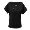 thumbnail image 4 of Yubnlvae Women's Casual Top - Perfect for Daily Wear, 2025 Women's Solid Color Zipper Shirt | Fashion Casual T-Shirt, Black, Xxl, 4 of 5