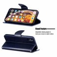 thumbnail image 5 of Allytech iPhone XS Max Case (6.5"), Slim Fit PU Leather Folio Butterfly Embossed Shockproof Wrist Hand Strap Flip Cards Holder Wallet Case TPU Back Cover for Apple iPhone XS Max, Blue, 5 of 8