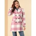 thumbnail image 2 of INSPIRE CHIC Women's Notched Lapel Double Breasted Plaids Overcoat, 2 of 6