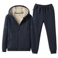 thumbnail image 3 of VBTAPA Men's Tracksuits Sherpa Lined Full Zip Hooded Jacket Fleece Jogger Pants Winter Warm Sweatsuits Sets Blue L, 3 of 8
