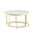 thumbnail image 4 of Ranell Gold Coffee Table - Natural Marble Top, Iron Metal Frame, Stackable Nesting Set of 2, 4 of 9