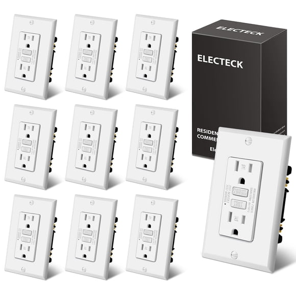 GFCI Outlets ELECTECK, paquete de 10 amperios con indicador LED blanco