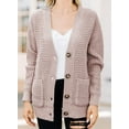 thumbnail image 4 of QWZNDZGR Women's Cardigan Sweater Button Down Long Sleeve Oversized Waffle Knit Cardigans with Pocket, 4 of 4