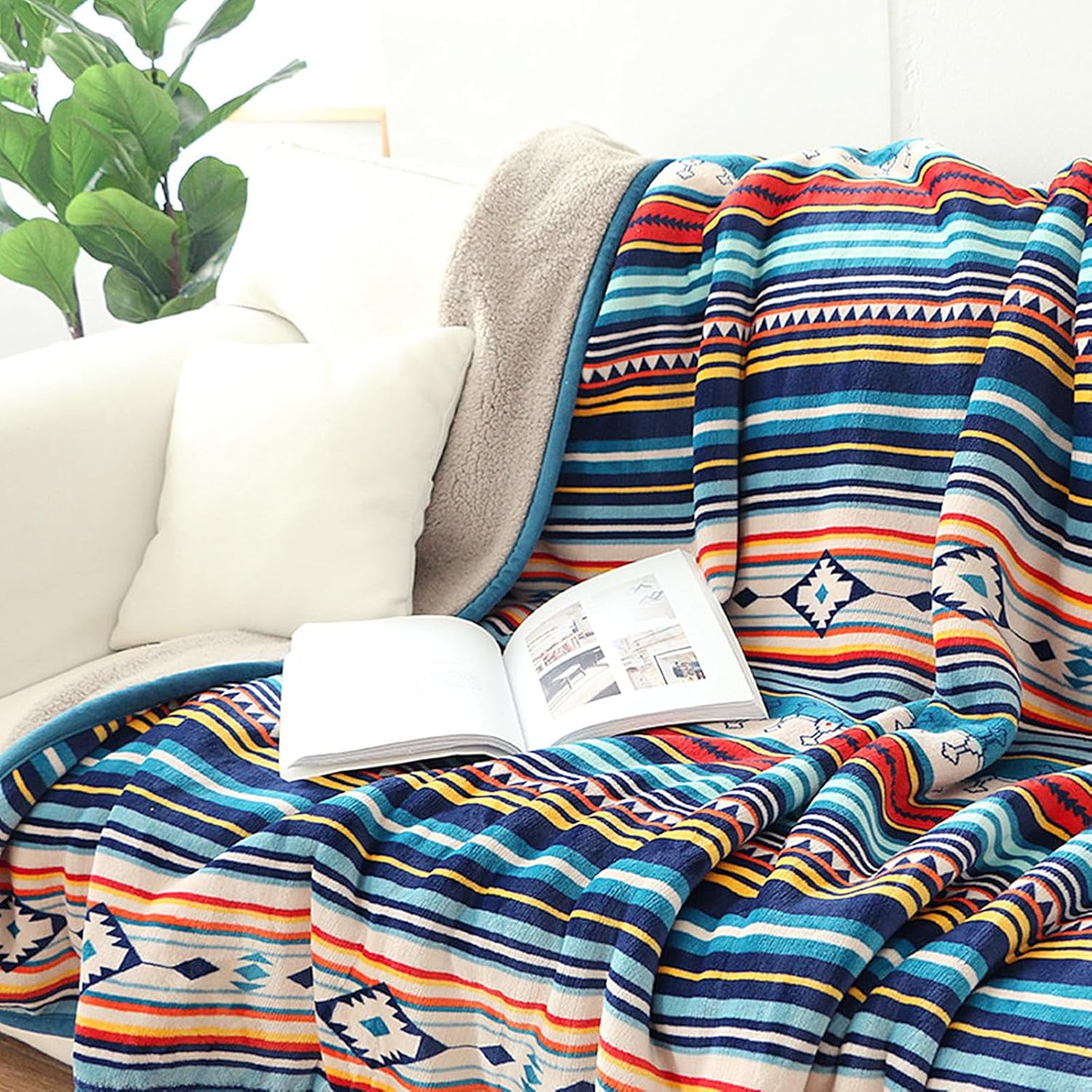 US Flag Patriotic Sherpa Throw Blanket 50''×60'', American National Flag Fleece Blanket for Bed/Couch/Sofa/Office/Camping, USA Military Veteran July 4th Gift
