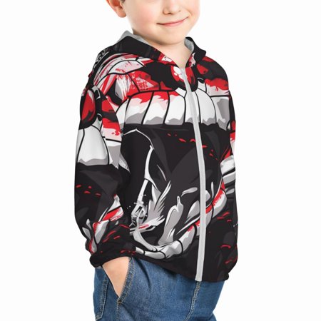 

Uemuo Fierce Red Viper Graphic Art Pattern Rash Guard for Boys Girls Long Sleeve Swim Shirts UPF 50+ UV Sun Protection Hooded Fishing Shirt with Pocket for Kid-3 Years