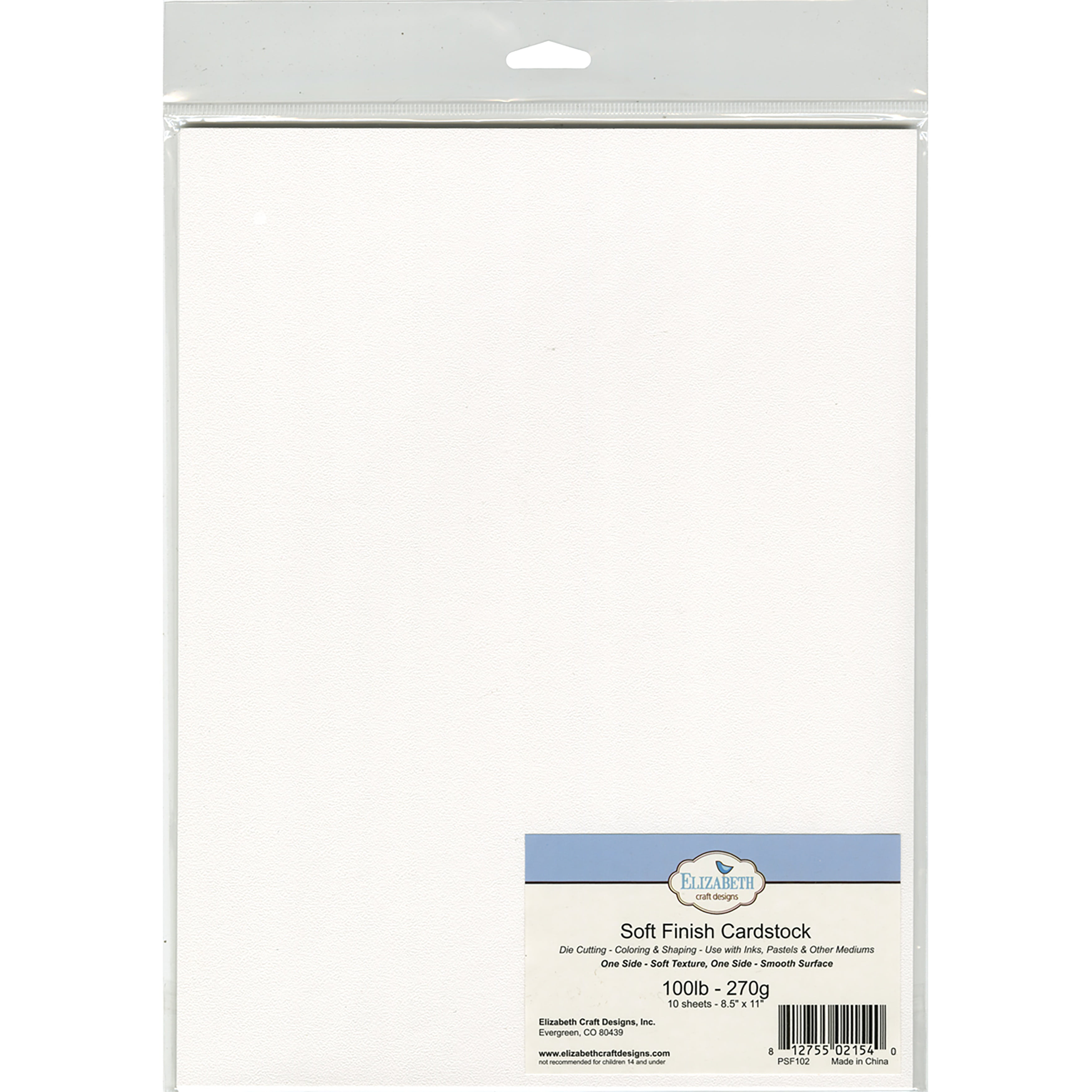 Soft Finish Cardstock 100lb 8.5"X11" 10/PkgWhite