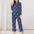 thumbnail image 6 of Rateoe blue daisy Skull flower Pattern Womens Pajamas Set Long Sleeve Sleepwear Button Down Nightwear Soft Cotton Pj Lounge Sets, 6 of 9