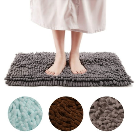 Machine Wash Rugs EEEKit Non-Slip Shower Mat Bathroom Rug Mat, 19.6*31 inch, Extra Soft and Absorbent Shaggy Rugs, Machine Wash Dry, Perfect Plush Carpet Mats for Tub, Shower, Bath Room(Light Blue, Coffee, Gray) ()
