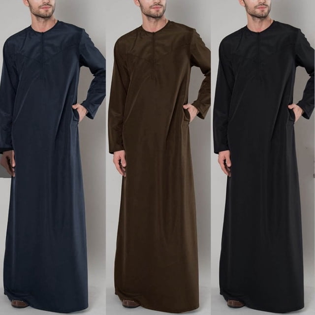 Gspmoly Chemises pour Hommes, Ensemble de Robe Musulmane pour Hommes, Robe Arabe Mi-Longue à Manches Longues, Col Montant, Fermeture Éclair, Robe Décontractée, Hauts de Sortie, Offres de Vacances