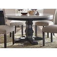 thumbnail image 3 of Contemporary Dining Furniture 5pc Set Marble Top Round Table 4 Side Chairs Beige Upholstered Dark Oak Finish Wood, 3 of 5