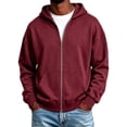 thumbnail image 2 of IAJDKMEK Zip Up Hoodie for Men - Solid Casual Winter Jacket with Soft Interior, Ribbed Cuffs, Great for School, Light Sports, and Everyday Casual Outfits,Wine M, 2 of 4