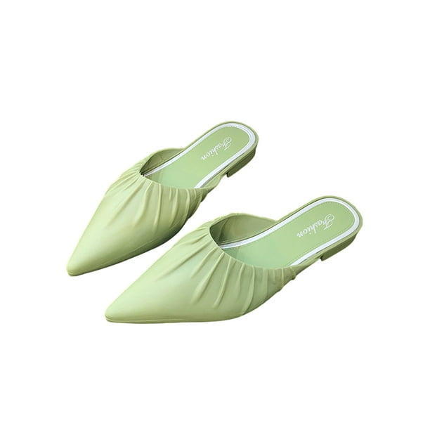 Audeban - Audeban Womens Flat Mules Closed Pointed Toe Slip On Loafer Slides Backless Shoes