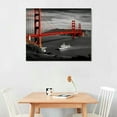 thumbnail image 2 of FLORID Black and White Red Canvas Paintings Golden Gate Bridge Bedroom San Francisco Wall Art Contemporary Home Decor California Bathroom Art 20x16 in / 16x12 in 20x16in, 2 of 4