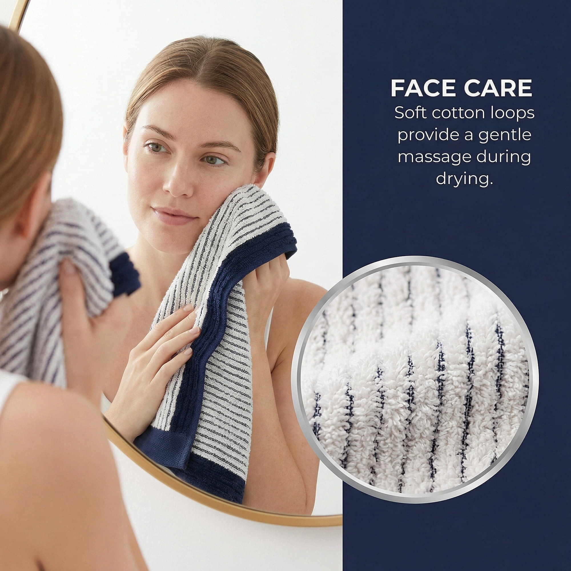 Unique Bargains Cotton Striped Hand Towel for Bathroom Kitchen Gym Blue 2pcs 29" x 13"