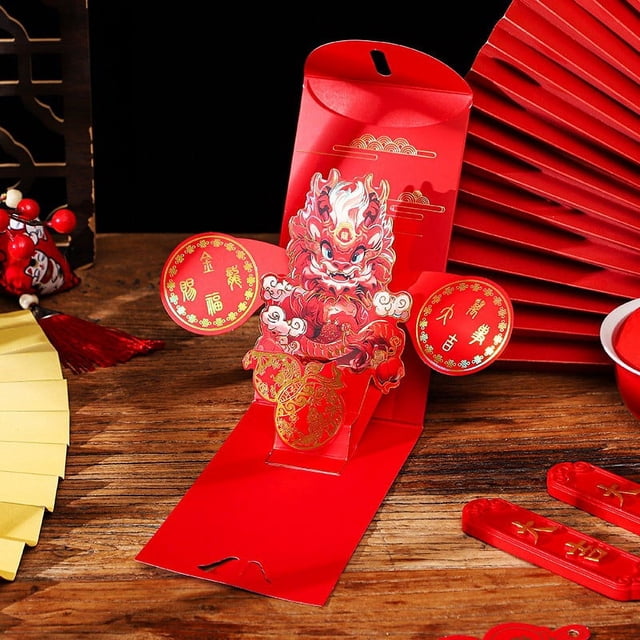 Tirage de Sac Rouge Tridimensionnel pour des Avantages Heureux et Beaux Mille Yuans Nouveau Sac Rouge pour la Fête du Printemps Sacs Rouges pour Cadeaux