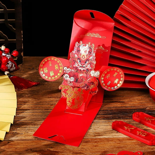 Bolsa roja tridimensional que atrae beneficios felices y hermosos. Nueva bolsa roja de mil yuanes para el dinero de la suerte del Festival de Primavera.