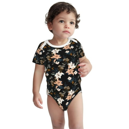 

Haiem Lilies Flowers Printed Unisex-Baby Short Sleeve Onesies Bodysuits Unisex Babies Snap-Up Rompers-2 Years