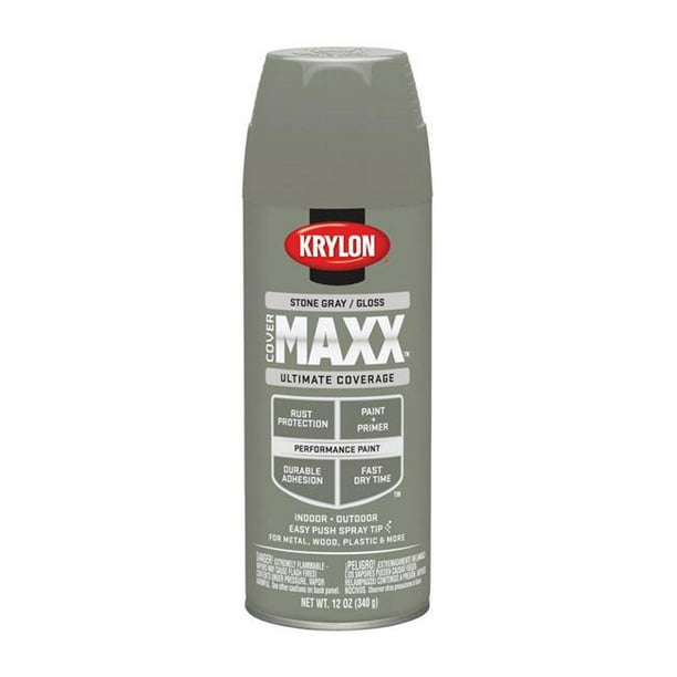 Krylon 1761741 12 oz Cover Maxx Stone Gray Gloss Spray Paint & Primer