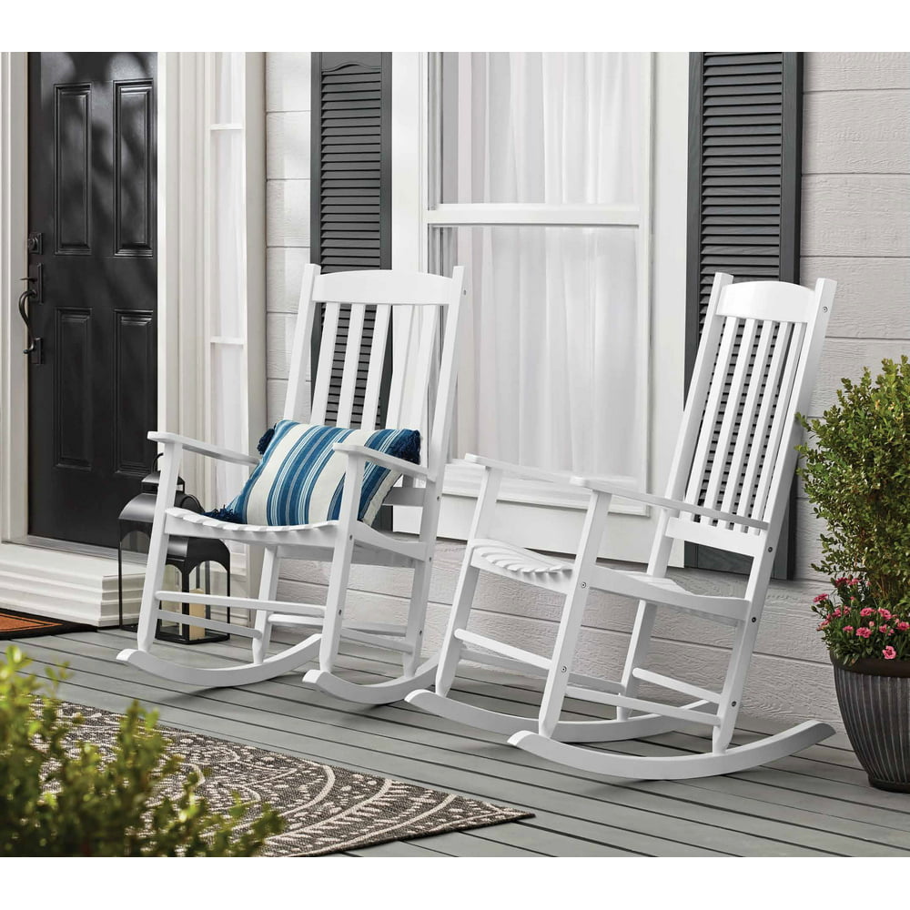 Mainstays Outdoor Wood Porch Rocking Chair White Color Weather