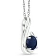 thumbnail image 3 of Gem Stone King 10K White Gold Blue Sapphire Pendant Necklace for Women (1.10 Cttw, Gemstone September Birthstone, Round 6MM, With 18 inch Chain), 3 of 6