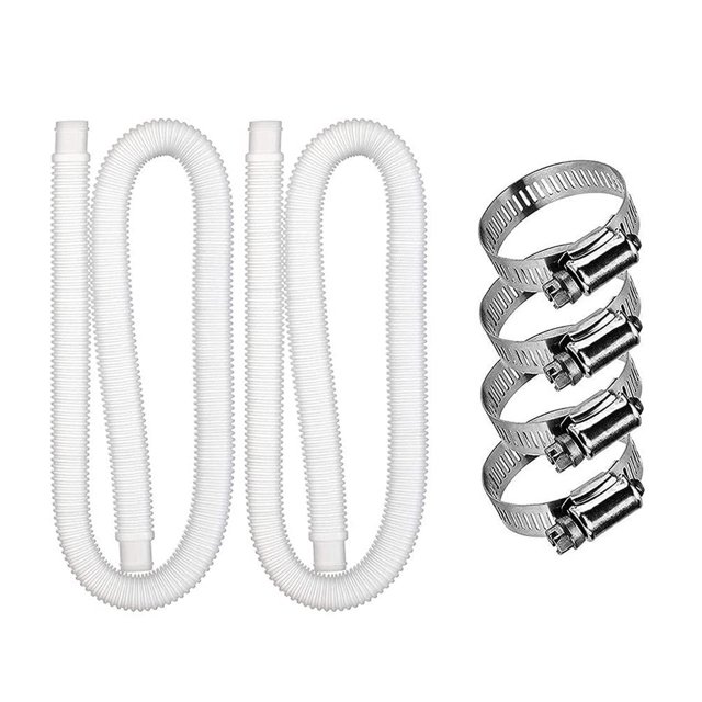 Tubo de repuesto para piscina Manguera de repuesto para bomba de piscina Mangueras para bomba de filtro - Juego blanco 2 piezas 2 mangueras + 4 cerraduras de tubería de metal ANGGREK Otros