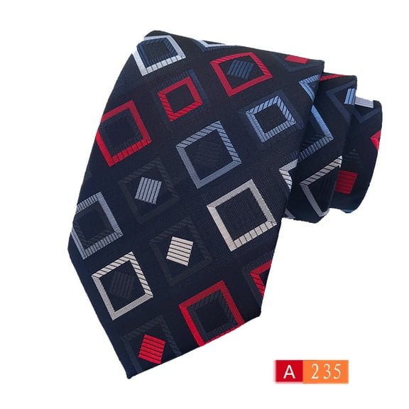 Polished Finish Men's Classic Tie 1 Pack, Incorporating a Silk Polyester Fabric that Showcases a Clear Woven Jacquard Striped Motif, Perfect for Formal Business Wear