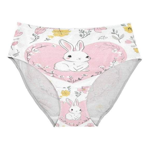 Women's Underwear Pink Heart with White Rabbits Hipster Panties Underwear for women, X-Small