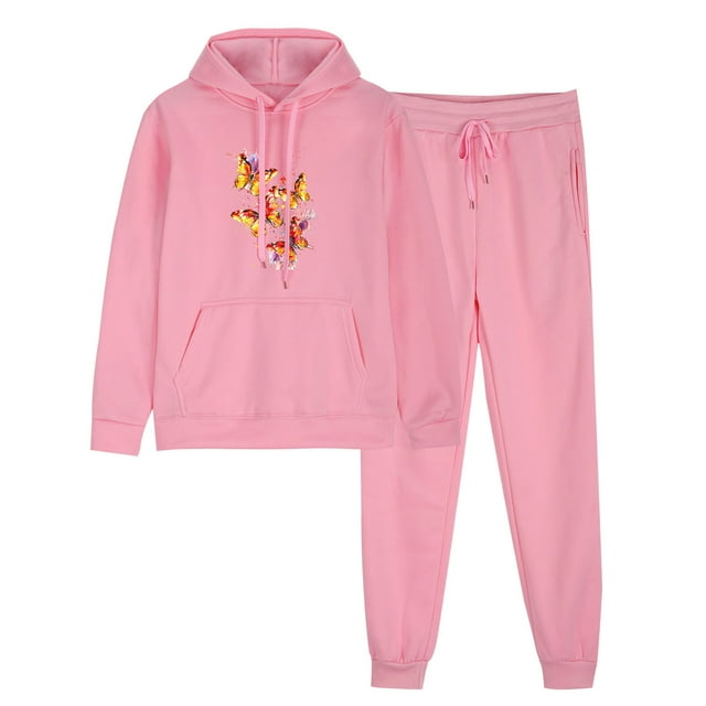 ZVAVZ Lady 2 Piece Outfits Sweatshirt 2025 Colorful Heart Print Sweatsuit Sets Hooded Drawstring Pullover Tops Fashion Long Pants Lounge Set Tracksuit