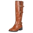 thumbnail image 1 of TOETOS Women Ladies Faux Leather Combat Casual Pull On Knee High Riding Boots MIRRAN TAN Size 9, 1 of 2
