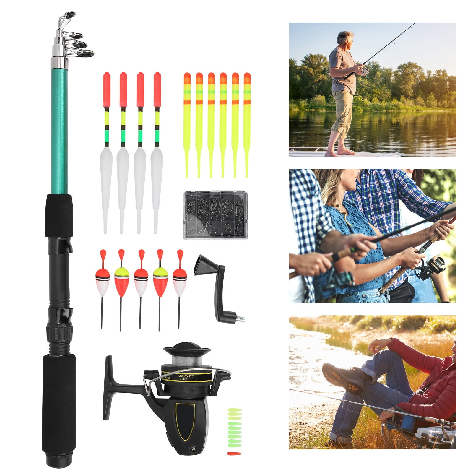 Fishing Rod Reel Set, Easy To Use Complete Accessories Portable Excellent Slip Resistance Telescopic Fishing Rod  for Fishing Enthusiasts for Beginner
