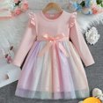thumbnail image 4 of Landzoo Princess Dress Up for Girls 4-6, Soft Cotton Long Sleeve Party Dress with Tulle Skirt, Cute Bow and Ruffle Design for Toddlers 2-6, 4 of 8