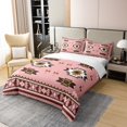 thumbnail image 3 of Bohemian Geometric 100 Percent Cotton Duvet Cover,Theme Aztec Bedding Set,Arrow Comforter Cover,Western Country Style Bed Sets with 2 Pillowcases Full Bedroom Decor,Pink, 3 of 5