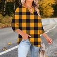 thumbnail image 4 of LEKWK Womens Work Tops Regular Fit Keyhole Neck 3/4 Sleeve Tops Regular Fit Buffalo Plaid Casual Tops Classic Checke Pattern office Professional Outfits, 4 of 6