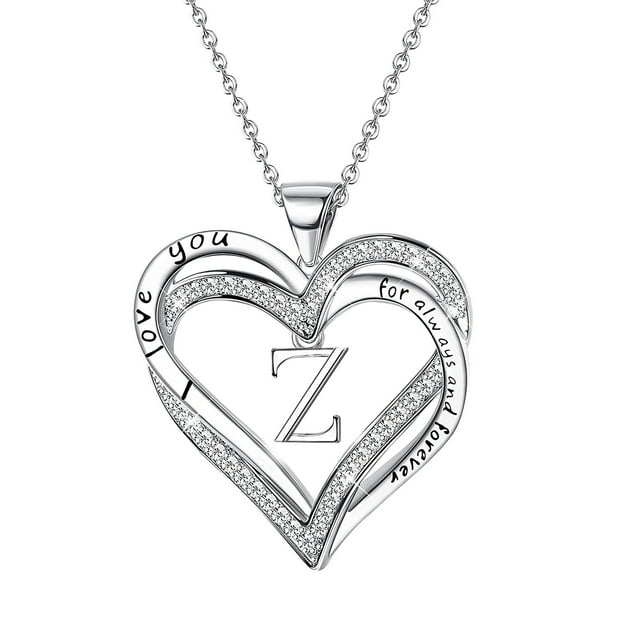 Collar para mujer, Joyas para mujer, Joyas para mujer, Collar con letra en forma de corazón para mujer, Collar con colgante chapado en forma de corazón, Collar para mujer