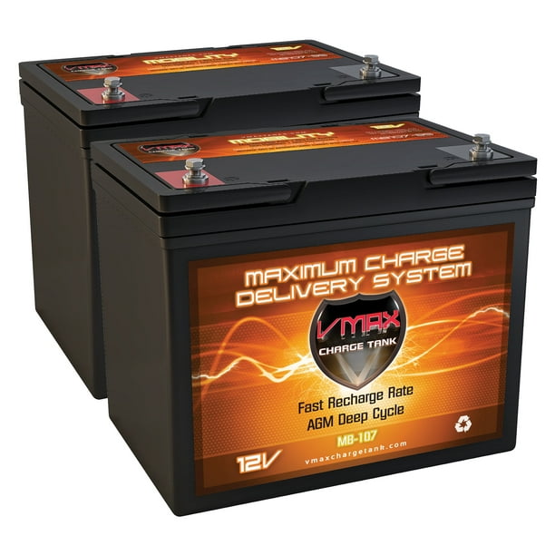 QTY2 VMAXMB107 AGM Group 24 Deep Cycle Battery Replacement for Everest