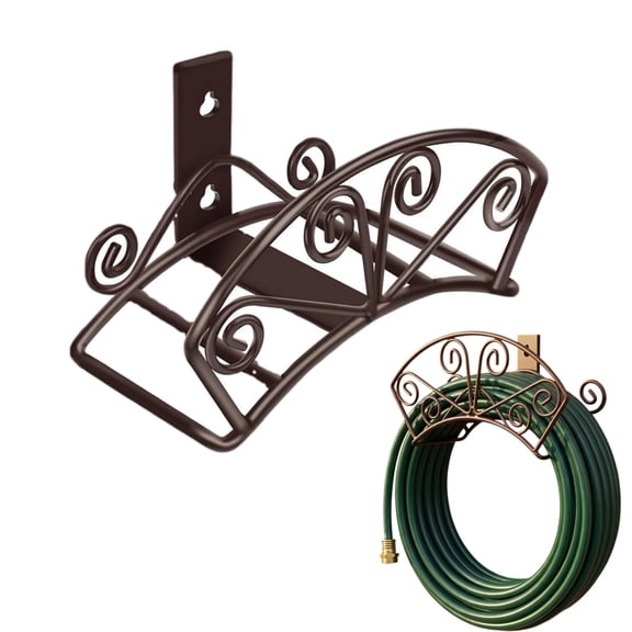 Garden Hose Holder Heavy Duty Water Hose Holder Solid Metal Hoses Hanger Wall Mount Decorative Durable Garden Hoses Storage Hose Reel Hose Organizer for Outside Yard, Bronze