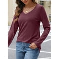 thumbnail image 5 of Womens T Shirts V Neck Long Sleeve Casual Tops Soft Solid Basic Tee, 5 of 6
