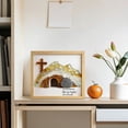 thumbnail image 4 of Handcrafted Sea Glass Wall Art, Resurrection Scene Decor With Light Wood Frame, for Easter Home Display, Color, 4 of 6