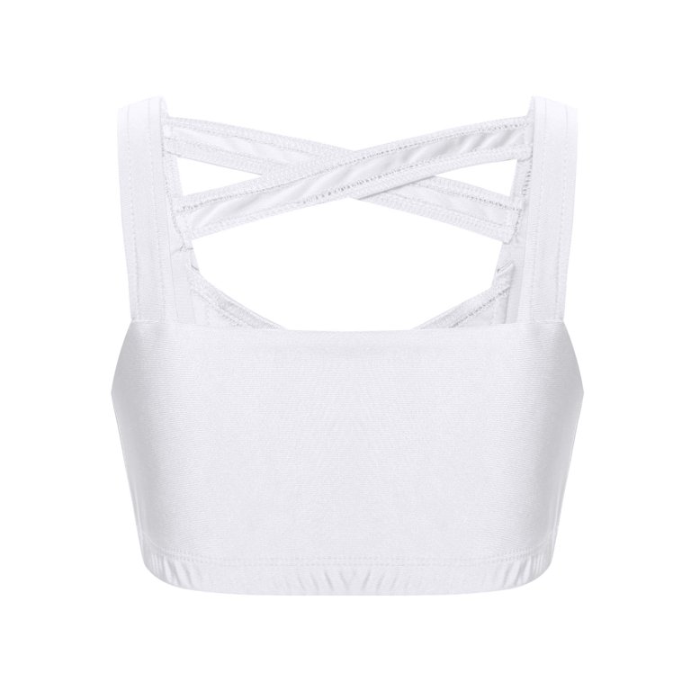 iEFiEL Kids Girls Stretchy Solid Color Crop Top Dance Workout Sports Bra  Costume