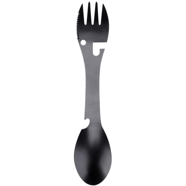 5 en 1 portátil multifunción cuchara tenedor abrebotellas cortador de diente de sierra para Camping Picnic Adepaton ZYY-2128