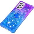 thumbnail image 6 of Clear Case for Samsung Galaxy A73 5G with Ring Kickstand, Girls Women Bling Gradient Quicksand Glitter Flowing Liquid Floating Case Cover for Samsung Galaxy A73 5G JB Purple Navy, 6 of 7