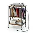 thumbnail image 2 of Spaco Mid-Century Record Player Stand with Built-in Charging Station-Rustic Brown, End Table, 2 of 8