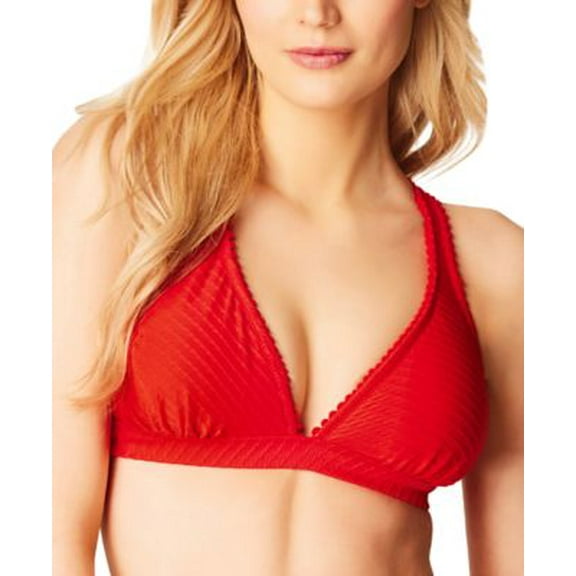 Jessica Simpson Pretty in Pique Halter Bikini Top Women's Red Swimsuit S