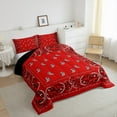 thumbnail image 3 of Castle Fairy Kids Teenagers Boho Red Paisley Bedding Comforter Set 2pcs,Abstract Hippie Exotic Style Flower Twin Comforter Sets Microfiber,Bohemian Mandala Vintage Aesthetic Breathable Bedding Set, 3 of 8