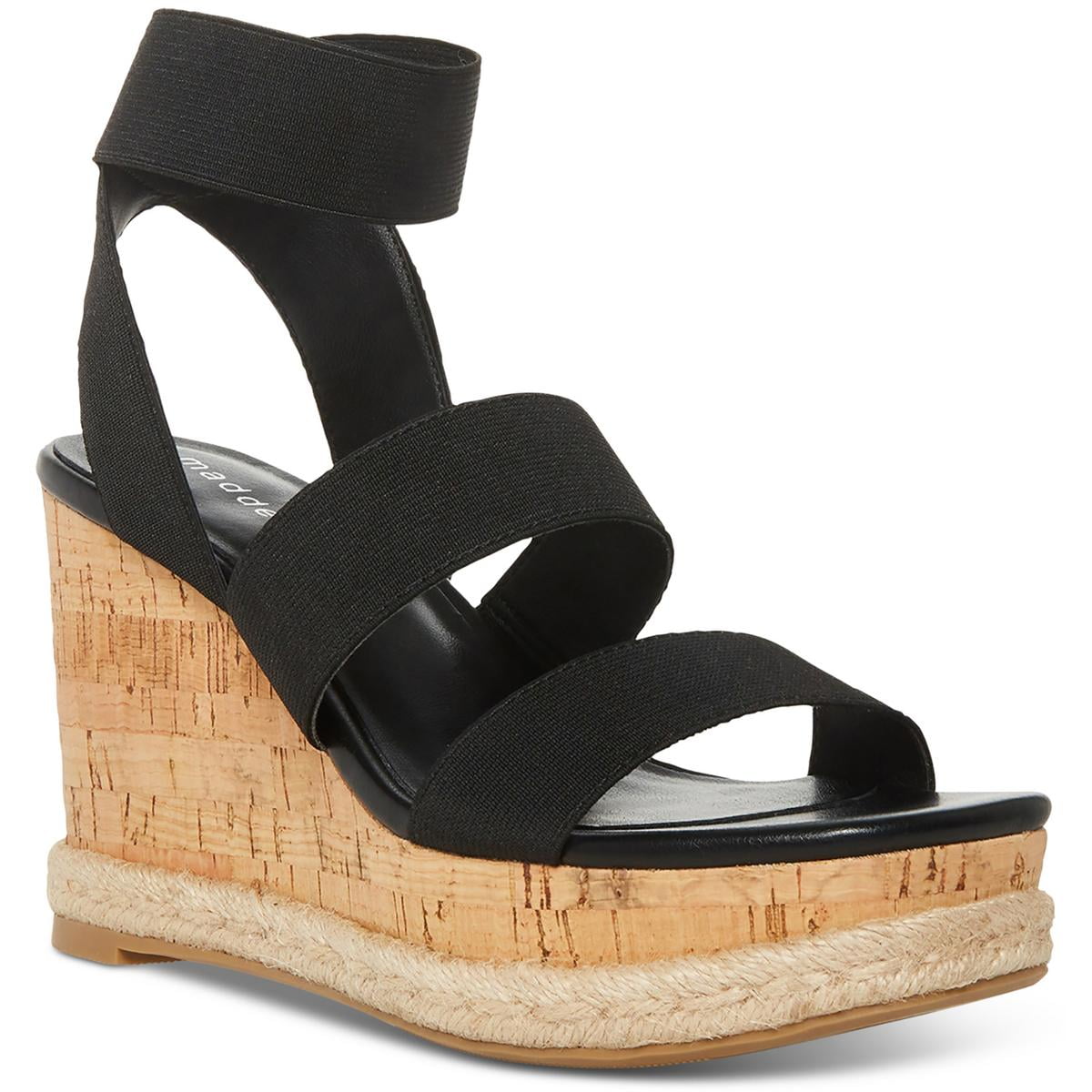 Steve Madden Womens Defuse Leather Espadrille Slip On Wedge