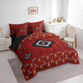 thumbnail image 2 of jejeloiu Bold Tribal 7 Pieces Full Size Bedding Sets For Girls,Rustic Print Full Size Bed in a Bag,Red Black,Black Reversible, 2 of 7
