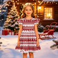 thumbnail image 3 of Grblisyd Girls Christmas Dresses School Outfits Kids A-Line Midi Casual Sundress Cute Cartoon Printed Flutter Sleeve Dress For Party, 3 of 5