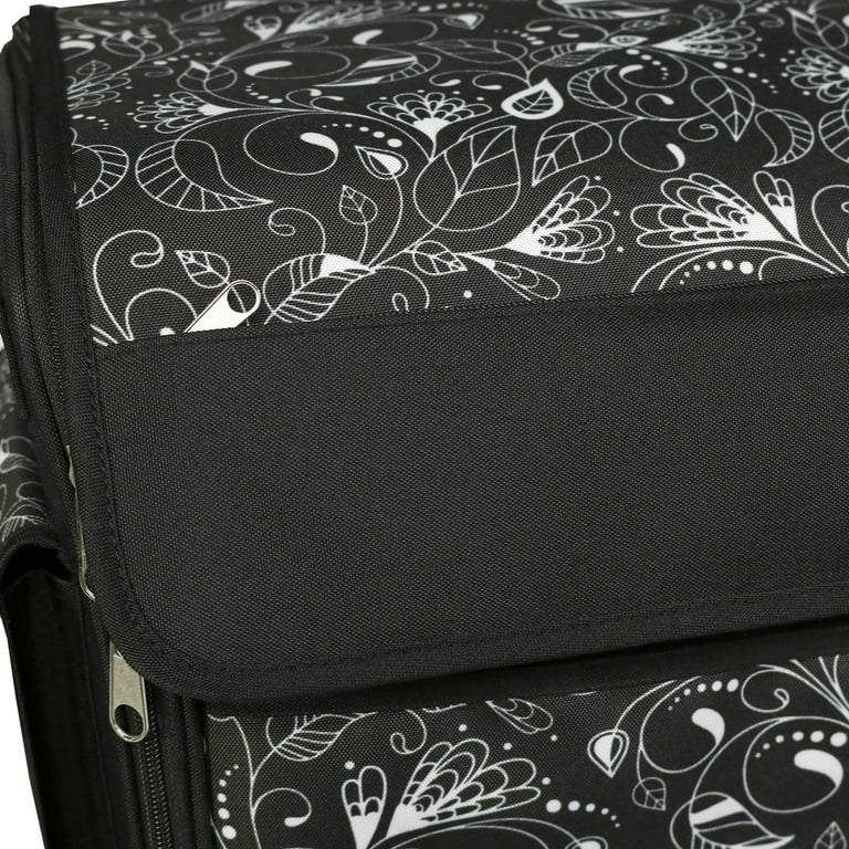 Everything Mary Black Stamped Rolling Sewing Machine Tote - Sewing Machine  Case Fits Most Standard Brother & Singer Sewing Machines 