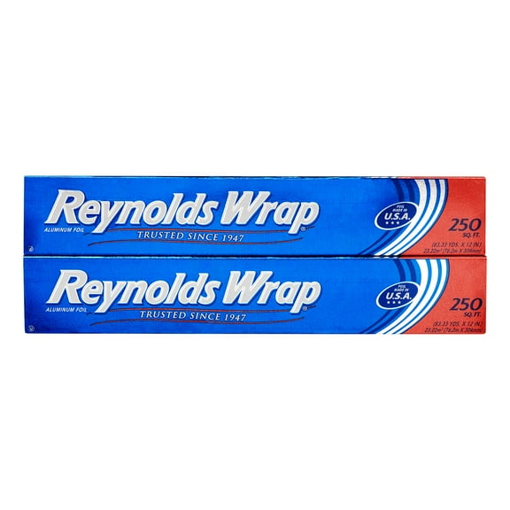 Reynolds Wrap Standard Aluminum Foil, 12", 250 Sq Ft ,2 Ct